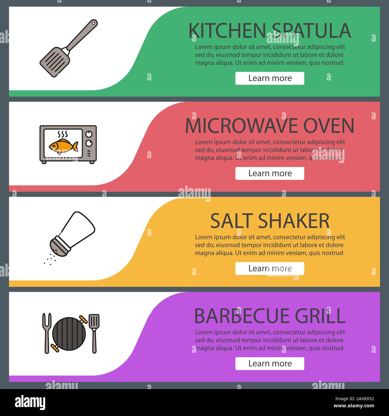 Barbecue web banner templates set. Website color menu items. BBQ ...