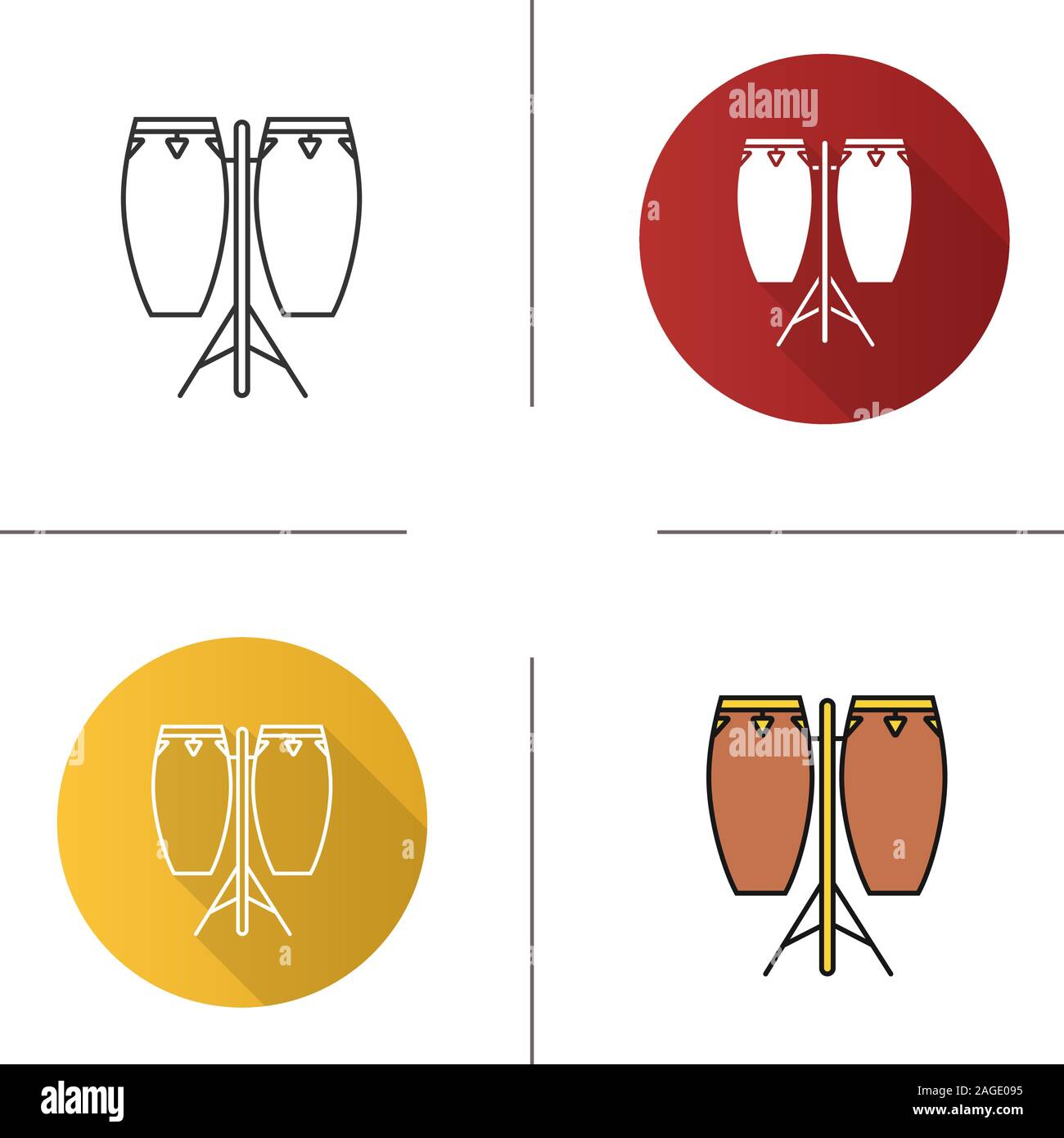Conga icon. Flat design, linear and color styles. Tumbadora. Isolated vector illustrations Stock Vector