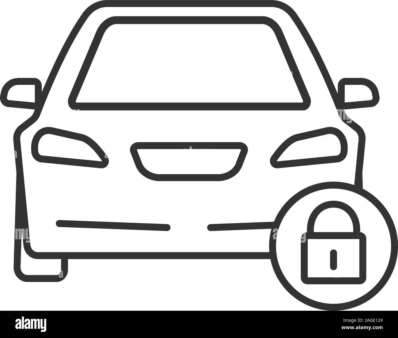 Locked car linear icon. Thin line illustration. Automobile with padlock ...