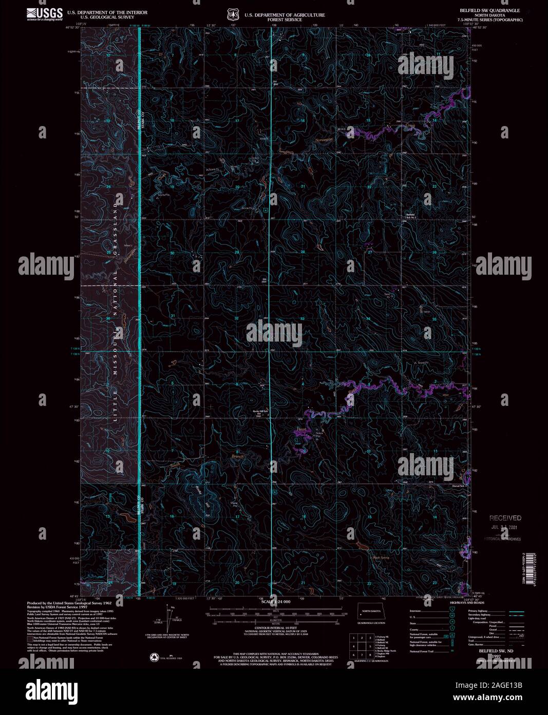 USGS TOPO Map North Dakota ND Belfield SW 283466 1997 24000 Inverted