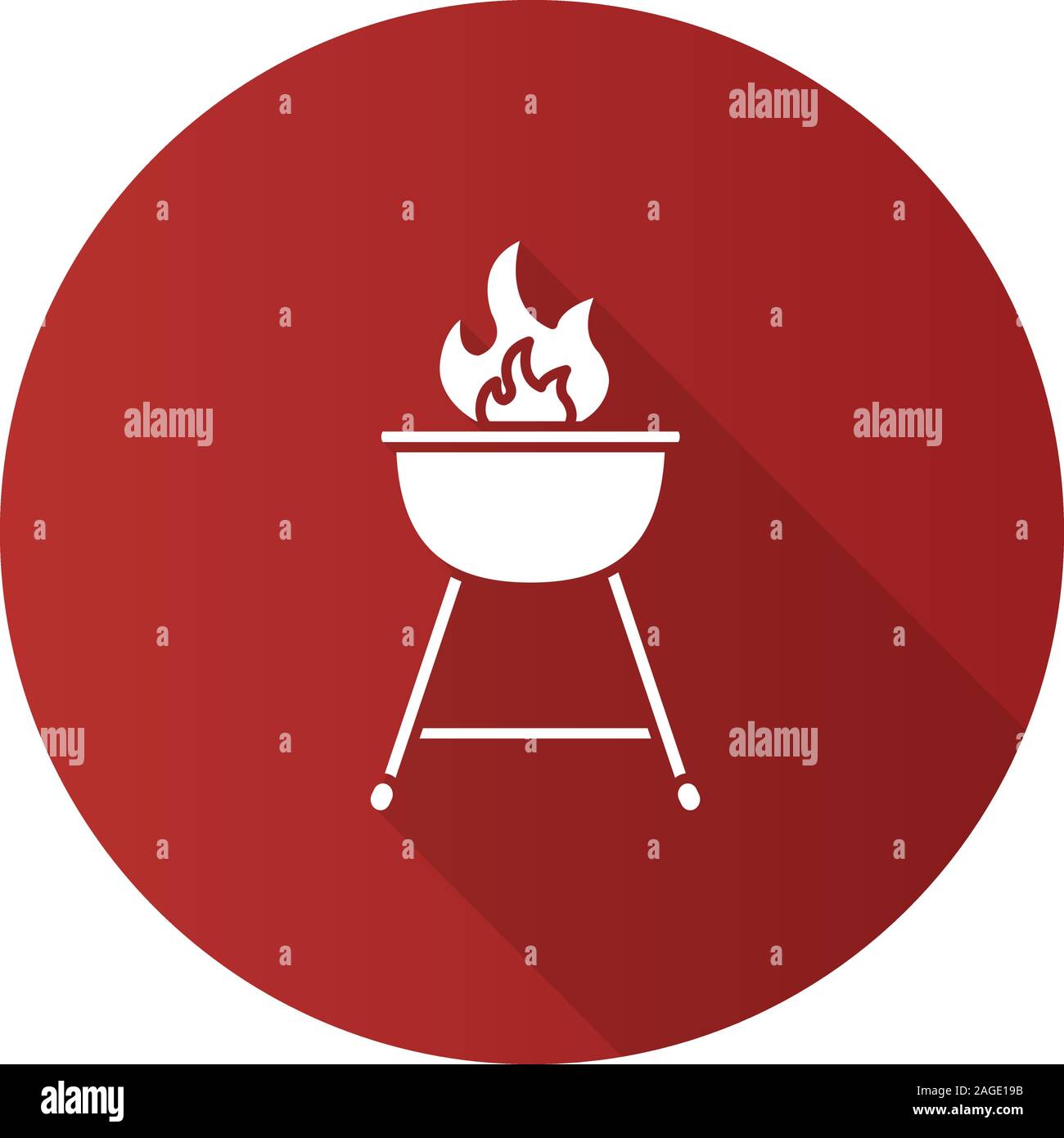 Kettle barbecue grill flat design long shadow glyph icon. Vector ...