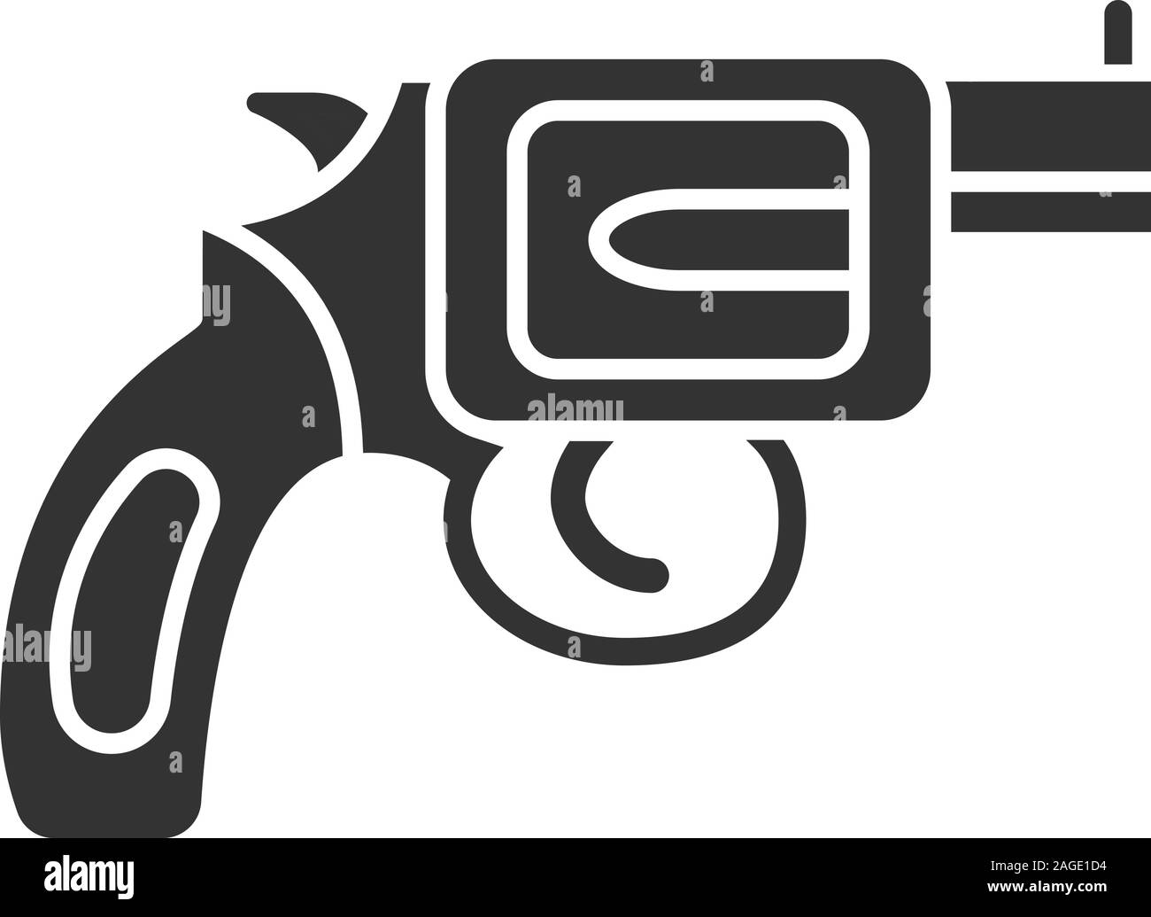 Revolver glyph icon. Pistol, gun. Silhouette symbol. Firearm. Negative ...