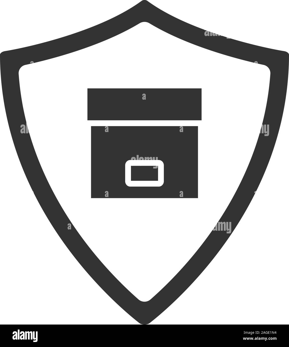Secure delivery glyph icon. Cargo insurance. Cardboard box inside ...
