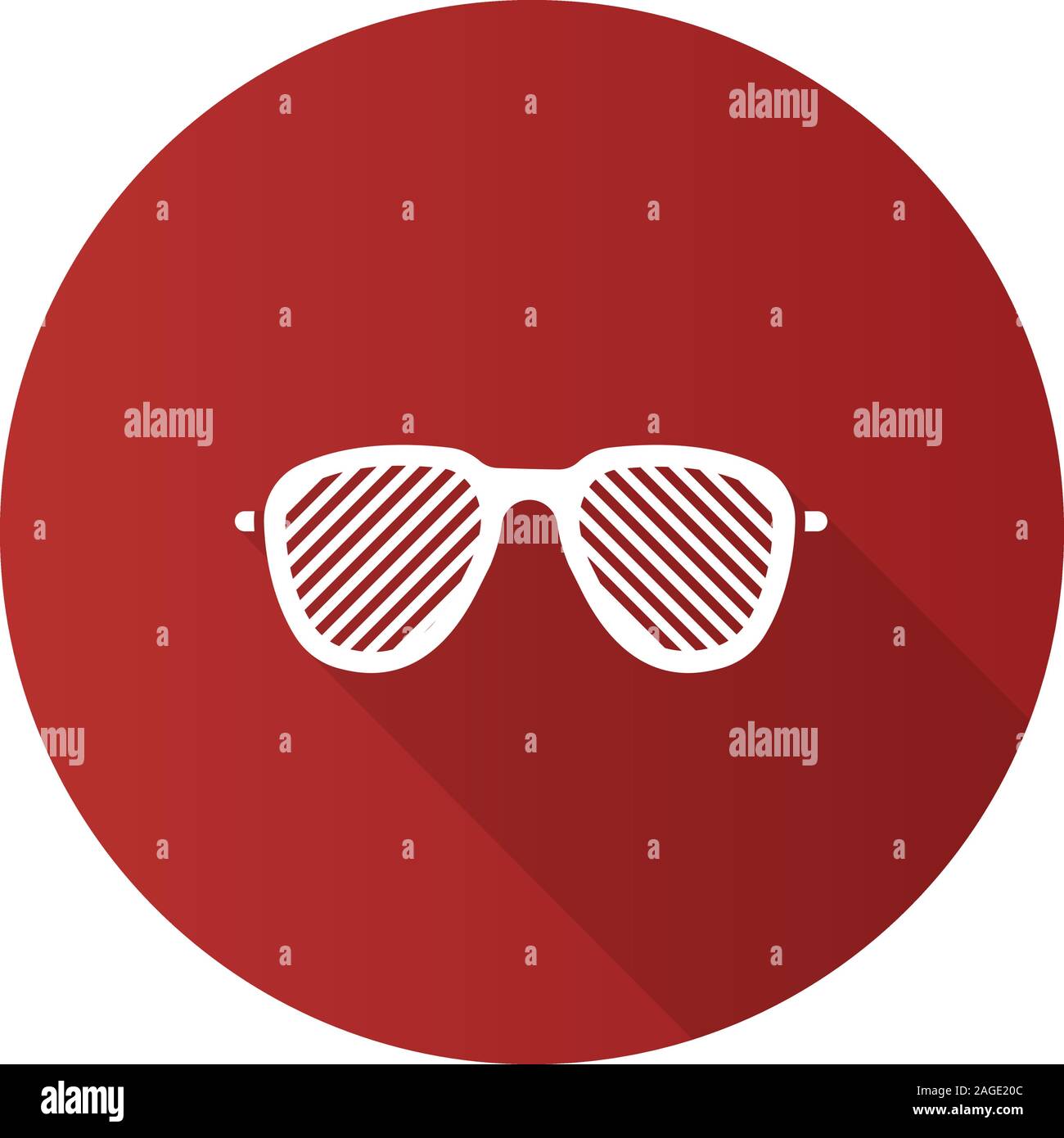 Louvered sunglasses flat design long shadow glyph icon. Stripped