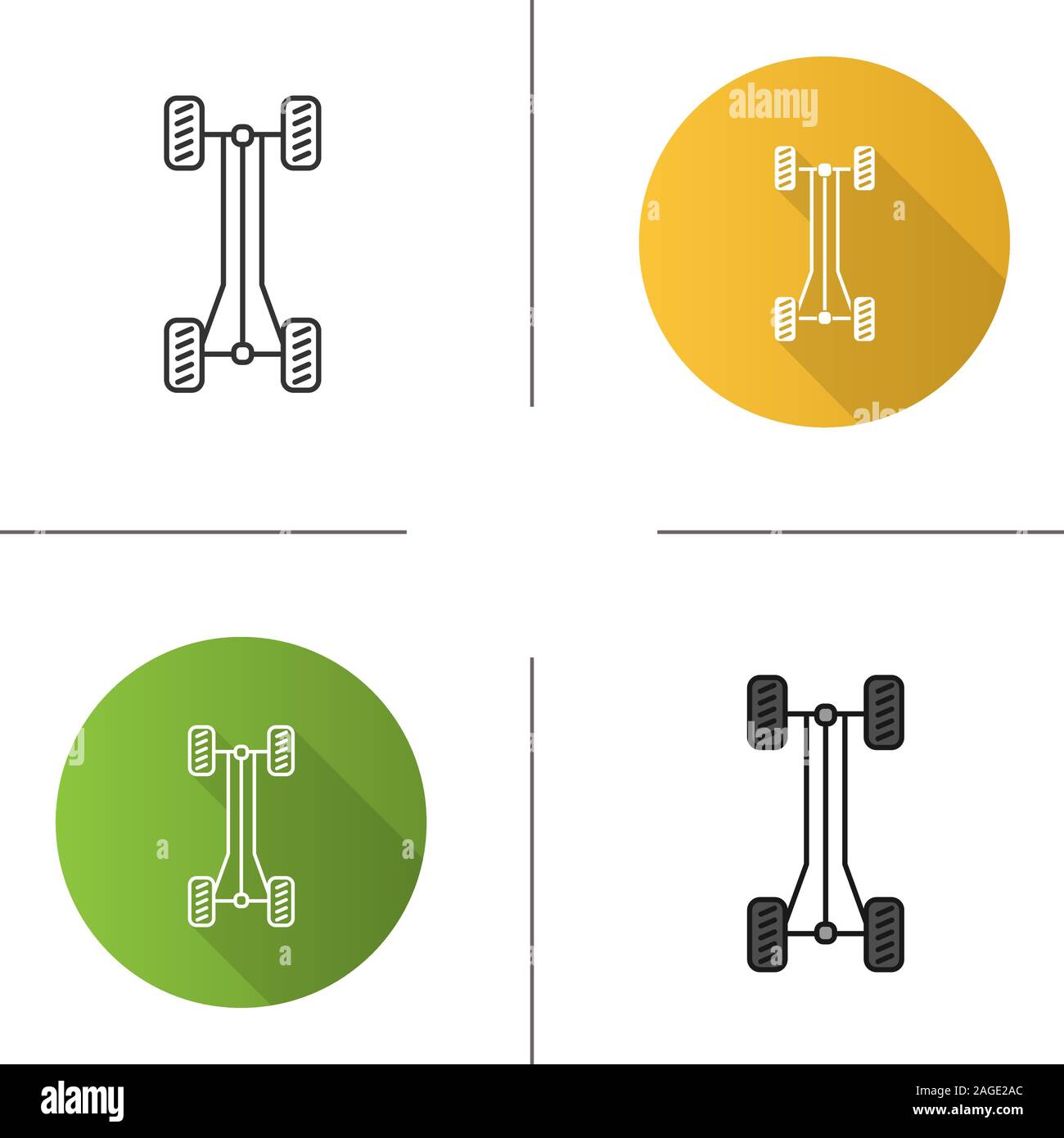 Car chassis frame icon. Flat design, linear and color styles. Isolated vector illustrations Stock Vector