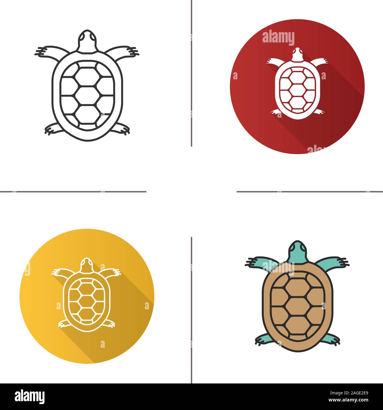 Tortoise icon. Flat design, linear and color styles. Turtle. Isolated  vector illustrations Stock Vector Image & Art - Alamy