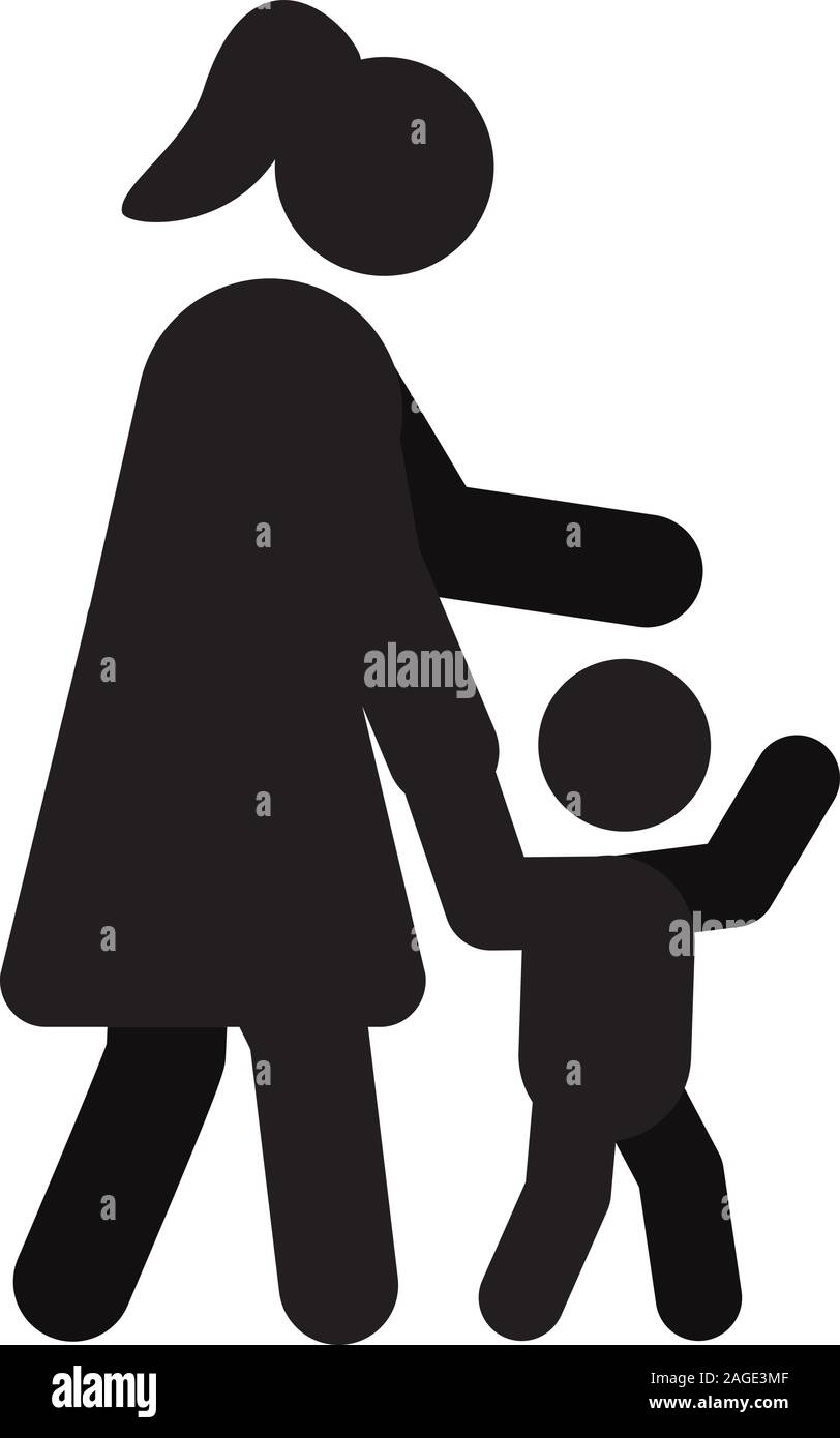 Mother With Child In Side View Silhouette Icon Motherhood Parent Isolated Vector Illustration Stock Vector Image Art Alamy