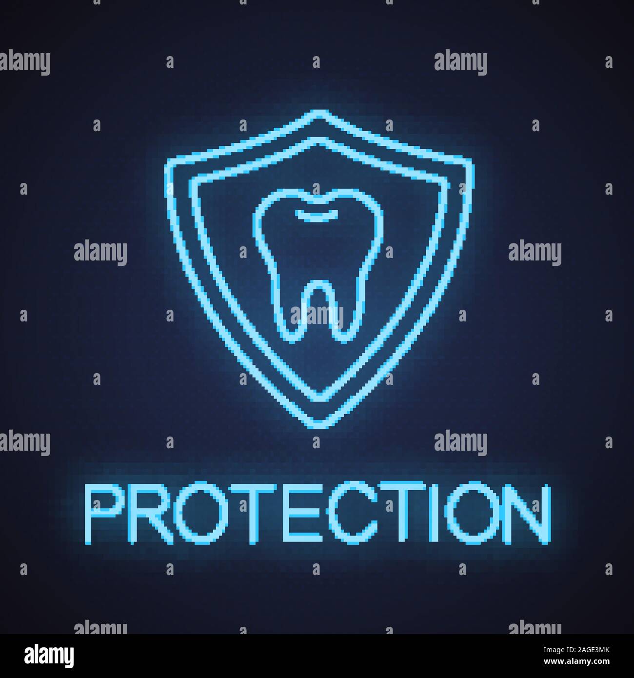 Teeth protection neon light icon. Stomatology glowing sign. Tooth ...