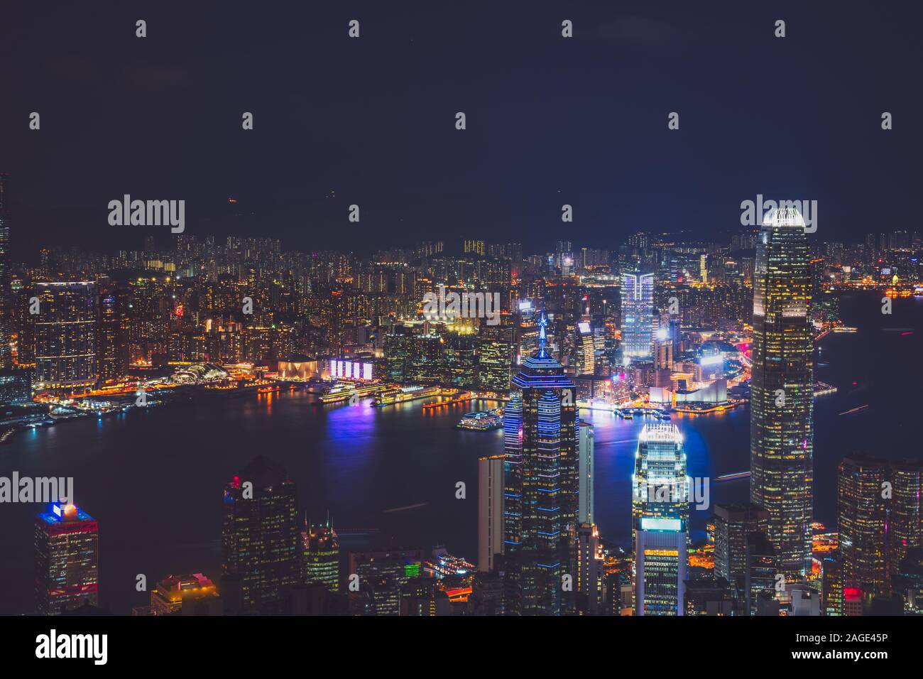 Hong Kong city skyline at night. View from Victoria peak Stock Photo ...