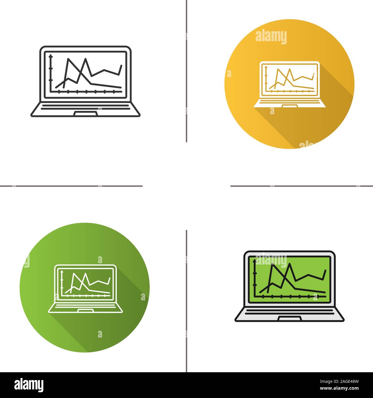 Computer diagnostics service icon. Flat design, linear and color styles ...