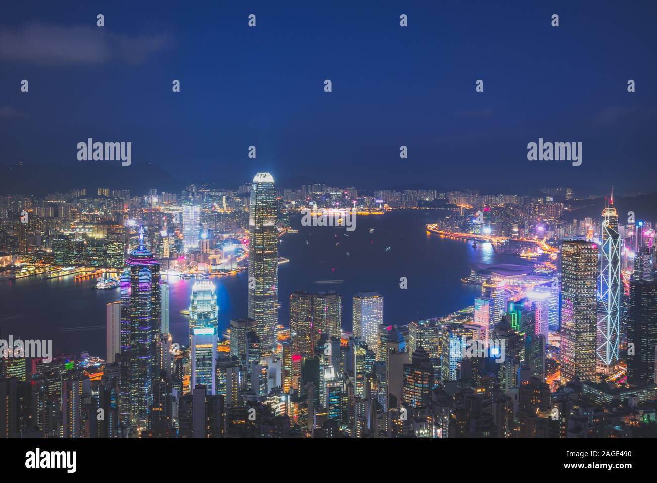 Hong Kong city skyline at night. View from Victoria peak Stock Photo ...
