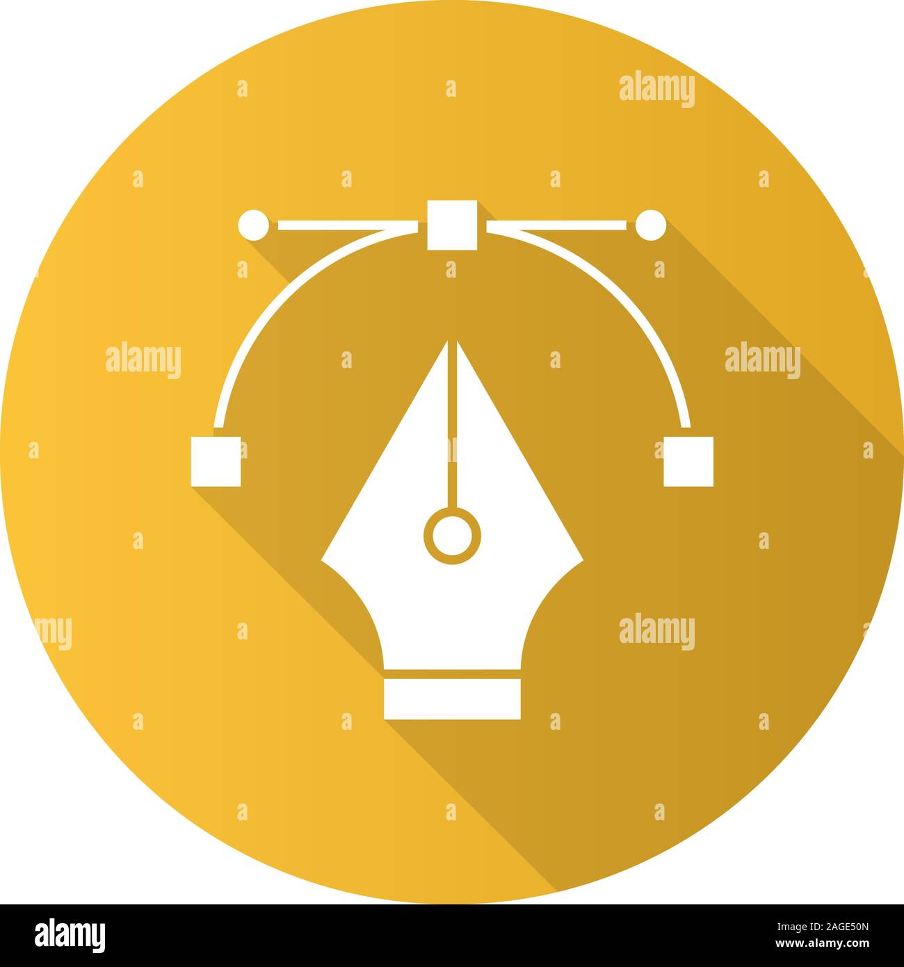 Fountain pen nib flat design long shadow glyph icon. Computer pen tool ...