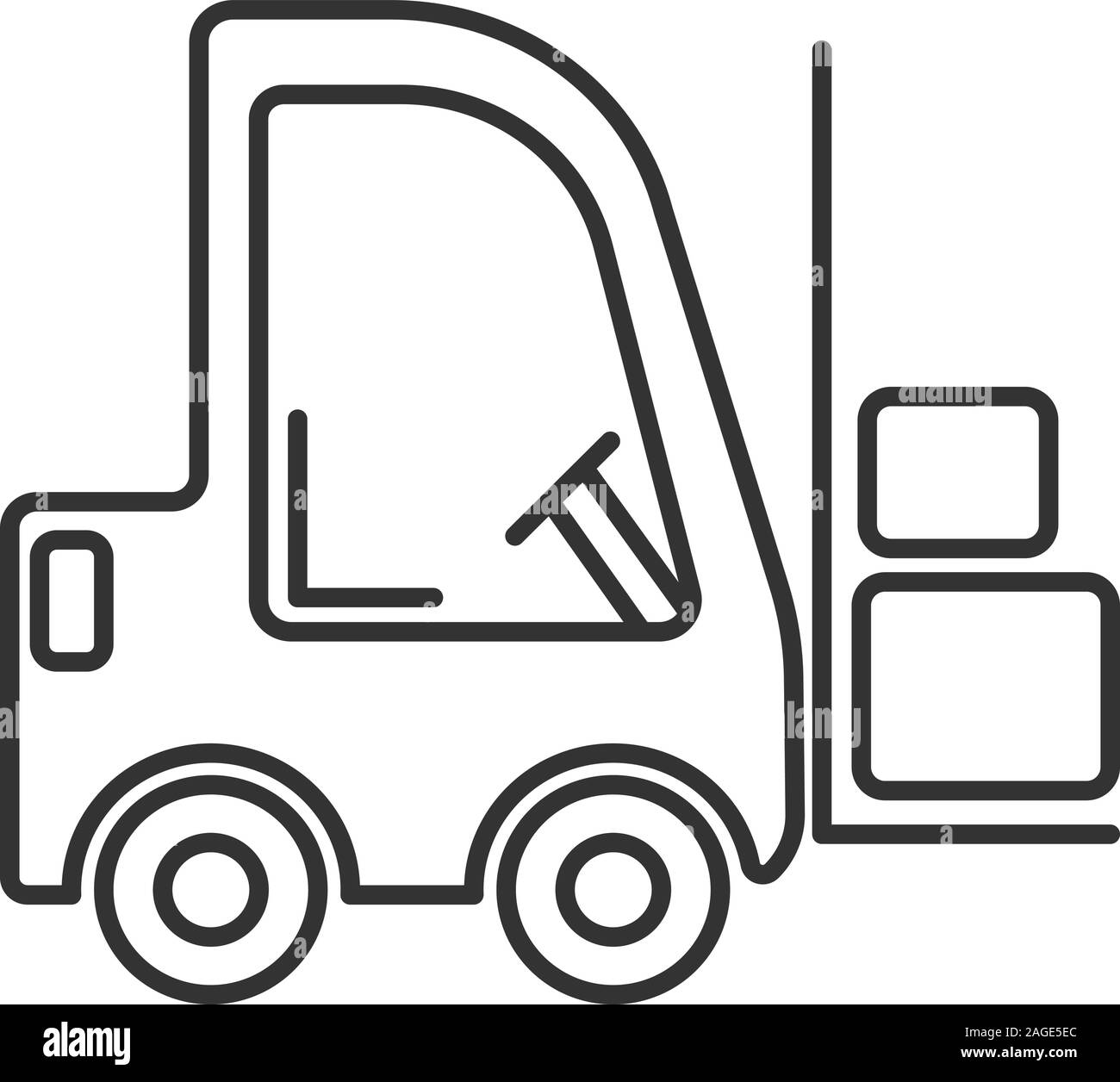 Forklift linear icon. Lift truck. Thin line illustration. Fork hoist