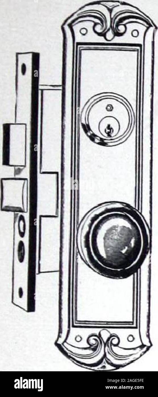 . Illustrated Catalogue of Locks and Builders Hardware. PUSH PLATES Size-2fg X 10;^ in.See Page No. 220. MISCELLANEOUS Steel02830285 09240 Bronze 0284 Escutcheon—3^ x 7A in. 0286 Escutcheon—2H x 10&gt;^ in 089240 Cast Knobs—2^ x IH in. (One Half Size Illustrations). No. 9050 to 89050 JC:^*. 5^ The Springer Lock Manufacturing Company, Limited 223 :^^ No. No. BRISTOL DESIGN WROUGHT METAL5800 Design Has Two Piece Knobs5900 Design Has One Piece Knobs. No. 85820.No. 85920. Stock Photo