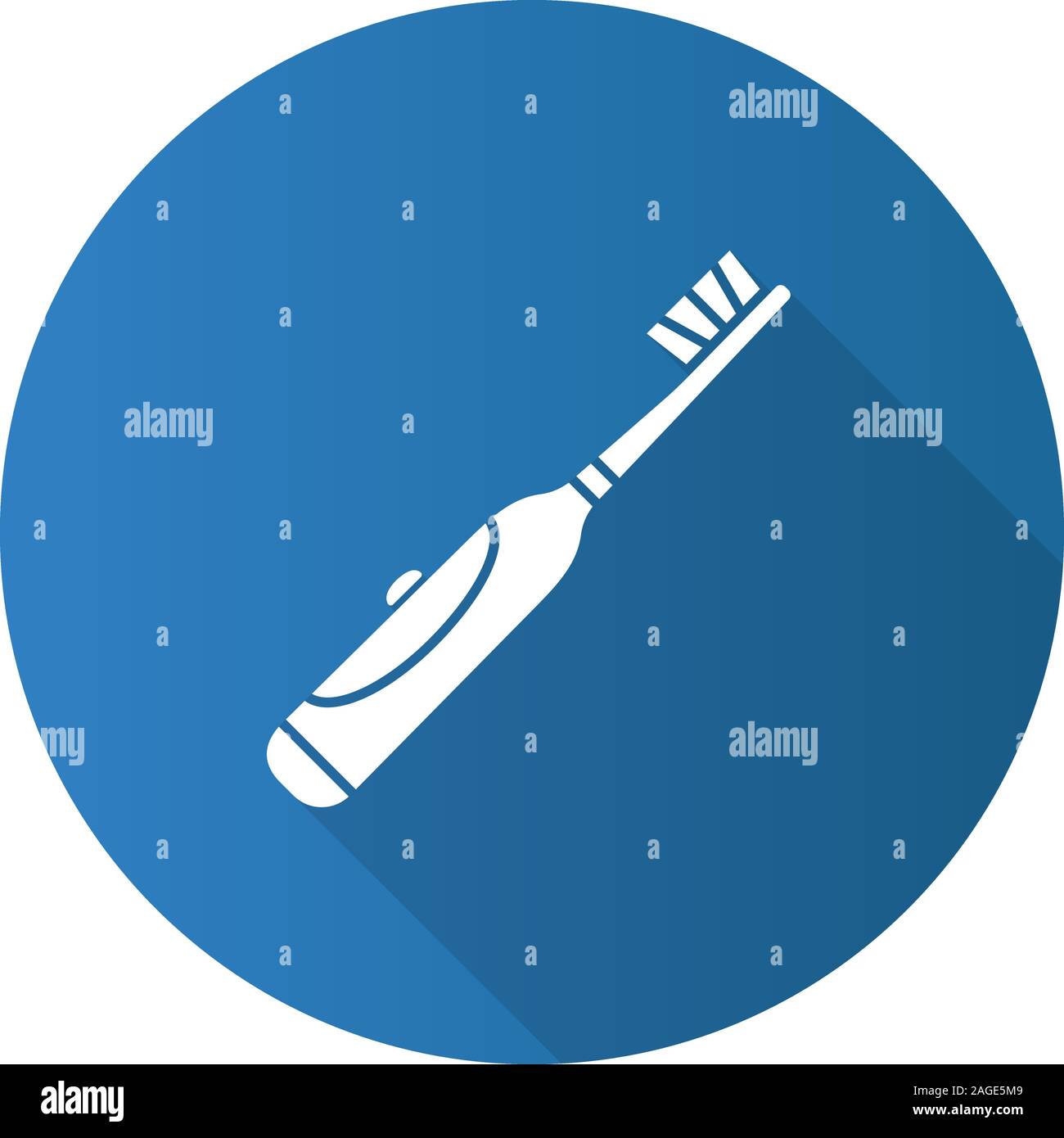 Electric toothbrush flat design long shadow glyph icon. Teeth cleaning ...