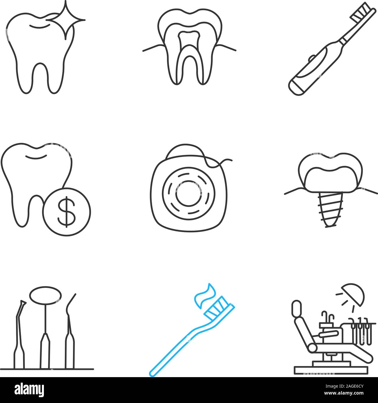 Dental tools vector concept icon. Dentist tools. Devices for teeth diseases  treatment. Stomatological equipment idea thin line illustration. Isolated  Stock Vector Image & Art - Alamy