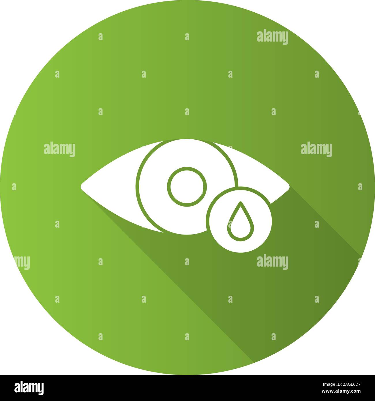 Human eye with drop flat design long shadow glyph icon. Eye drops ...