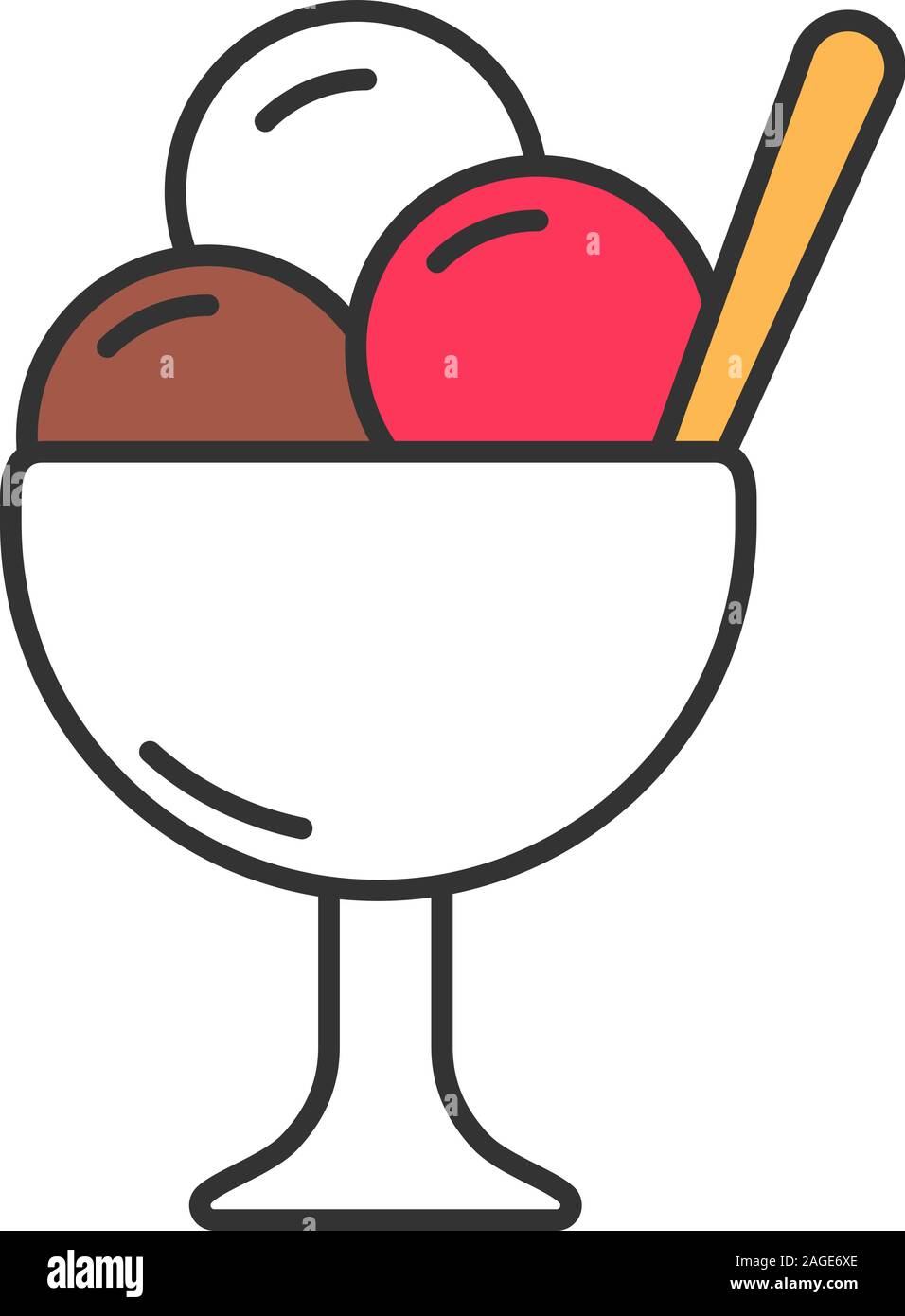 Ice cream in bowl color icon. Isolated vector illustration Stock Vector ...