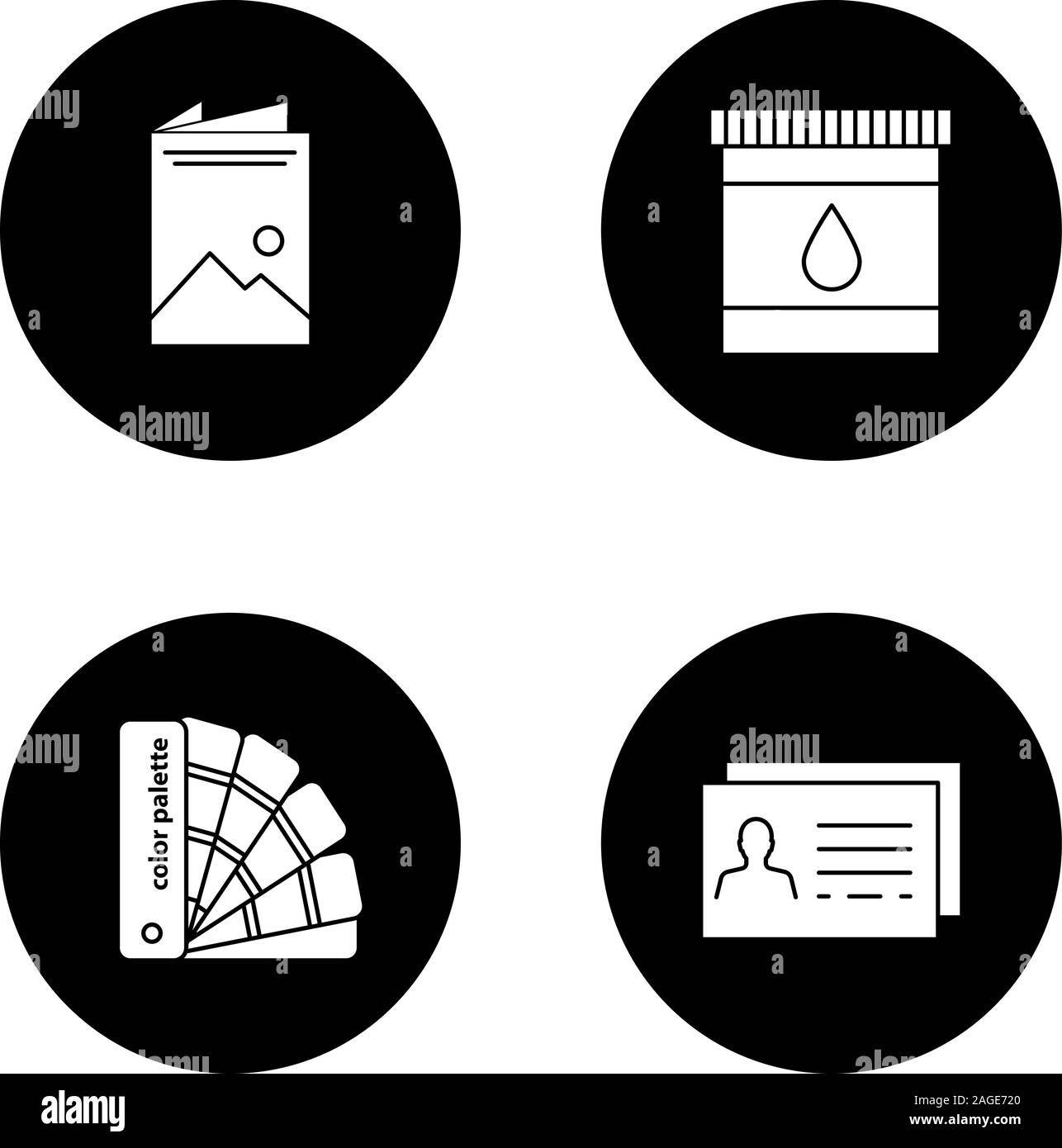 Printing glyph icons set. Polygraphy and typography. Brochure ...
