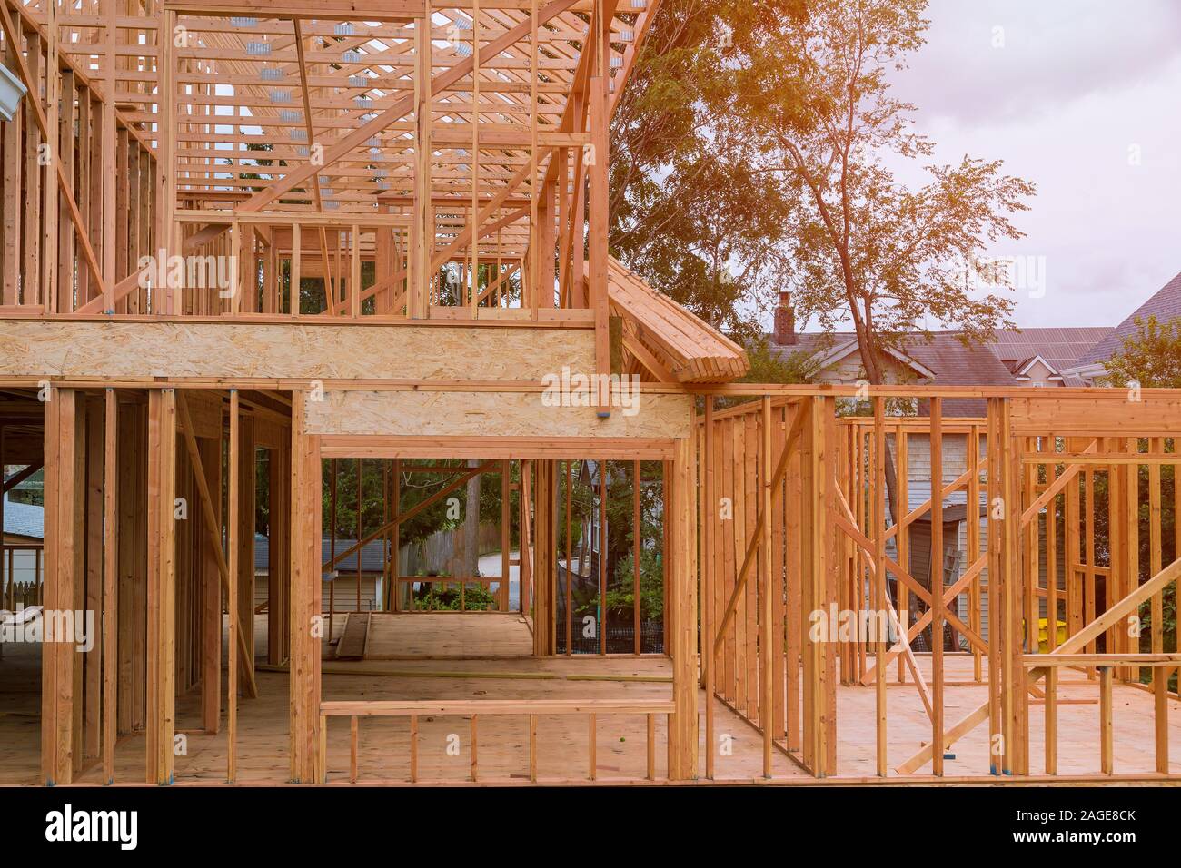 New construction of beam construction house framed the ground up ...