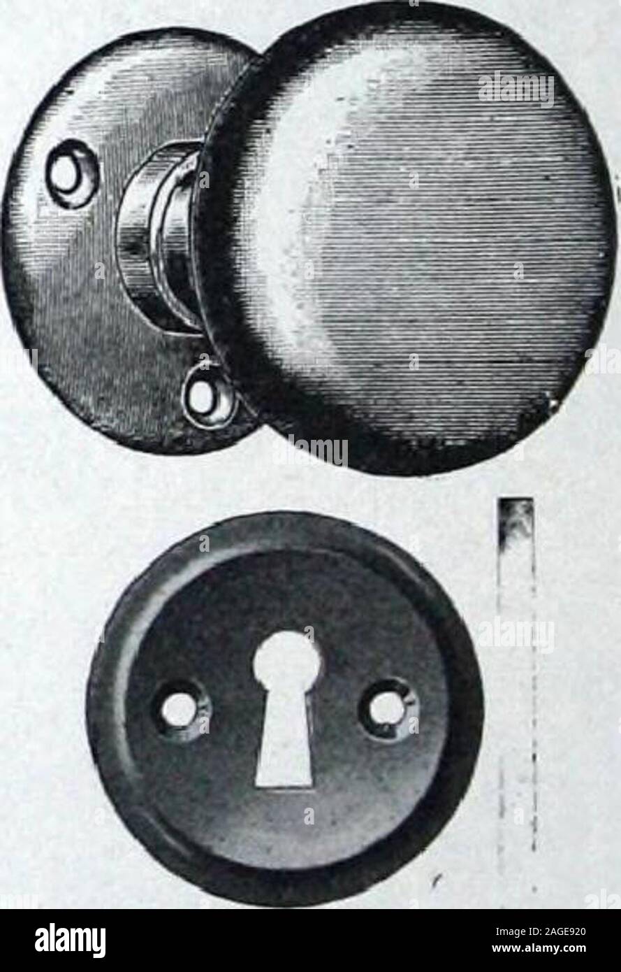 . Illustrated Catalogue of Locks and Builders Hardware. No. A8676. No. A8624. No. A8625. No, A8676—Lock No. 806. Knobs No. A8544. Roses Cast. Key Plates No, 8915.No. A8624—Lock No. 806. Knobs No. A8544. Roses Cast. Key Plates No. 8900.No. A8625—Lock No. 808. Knobs No. A8544. Roses Cast. Key Plates. No. 8907. Screwiess Spindles furnished on any of above Sets when required, at additional cost. (One Half Size Illustrations). I ? 234 215 The Springer Logic Manufacturing Company, Limited INSIDE LOCK SETS KNOBS AND KEY PLATESSolid Bronze Stock Photo