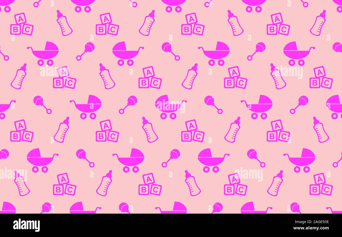 Baby items seamless repeat pattern background Stock Photo - Alamy