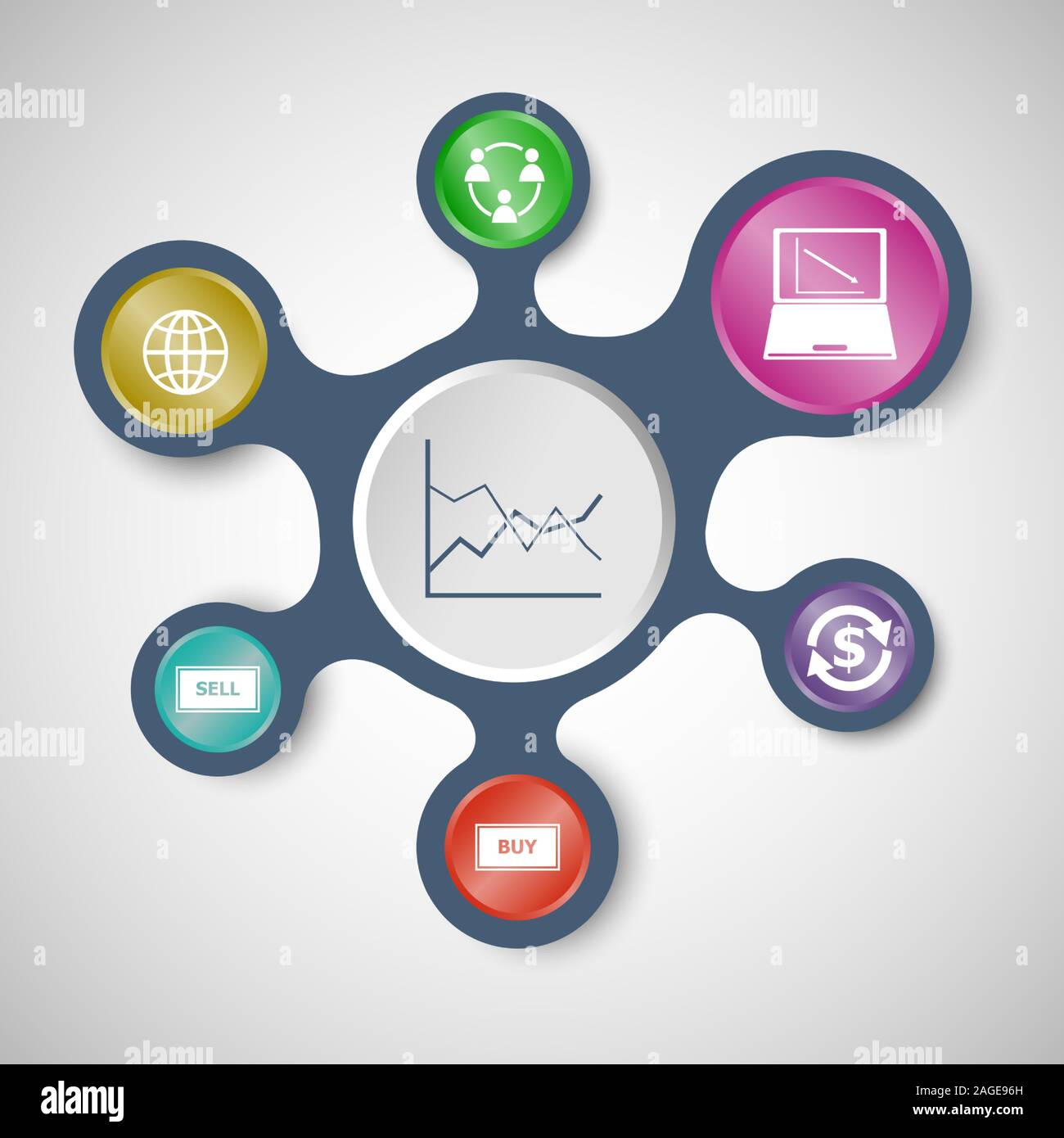 Forex infographic templates with connected metaballs, stock vector ...
