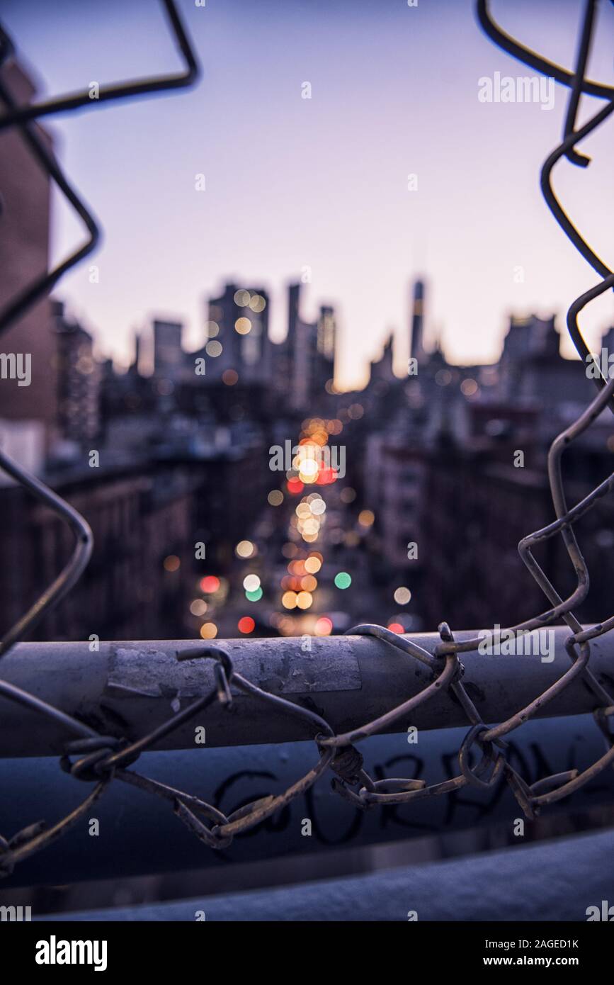 NYC, UNITED STATES - Aug 01, 2018: A summer night from the manhattan bridge Stock Photo