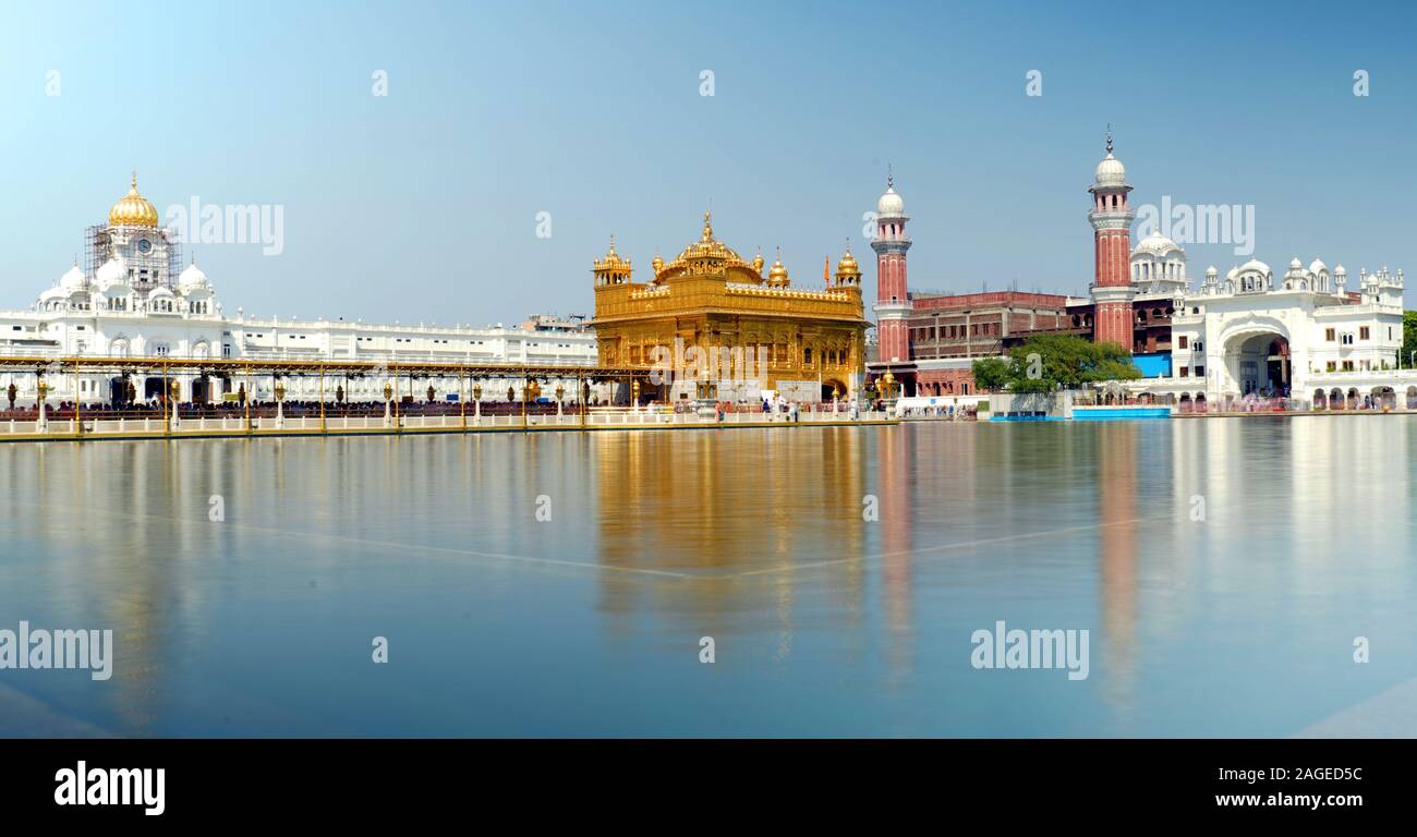 Amritser, Punjab / India - May 30 2019: The Harmandar Sahib also known as Darbar Sahib, is a Gurdwara located in the city of Amritsar, Punjab, India. Stock Photo
