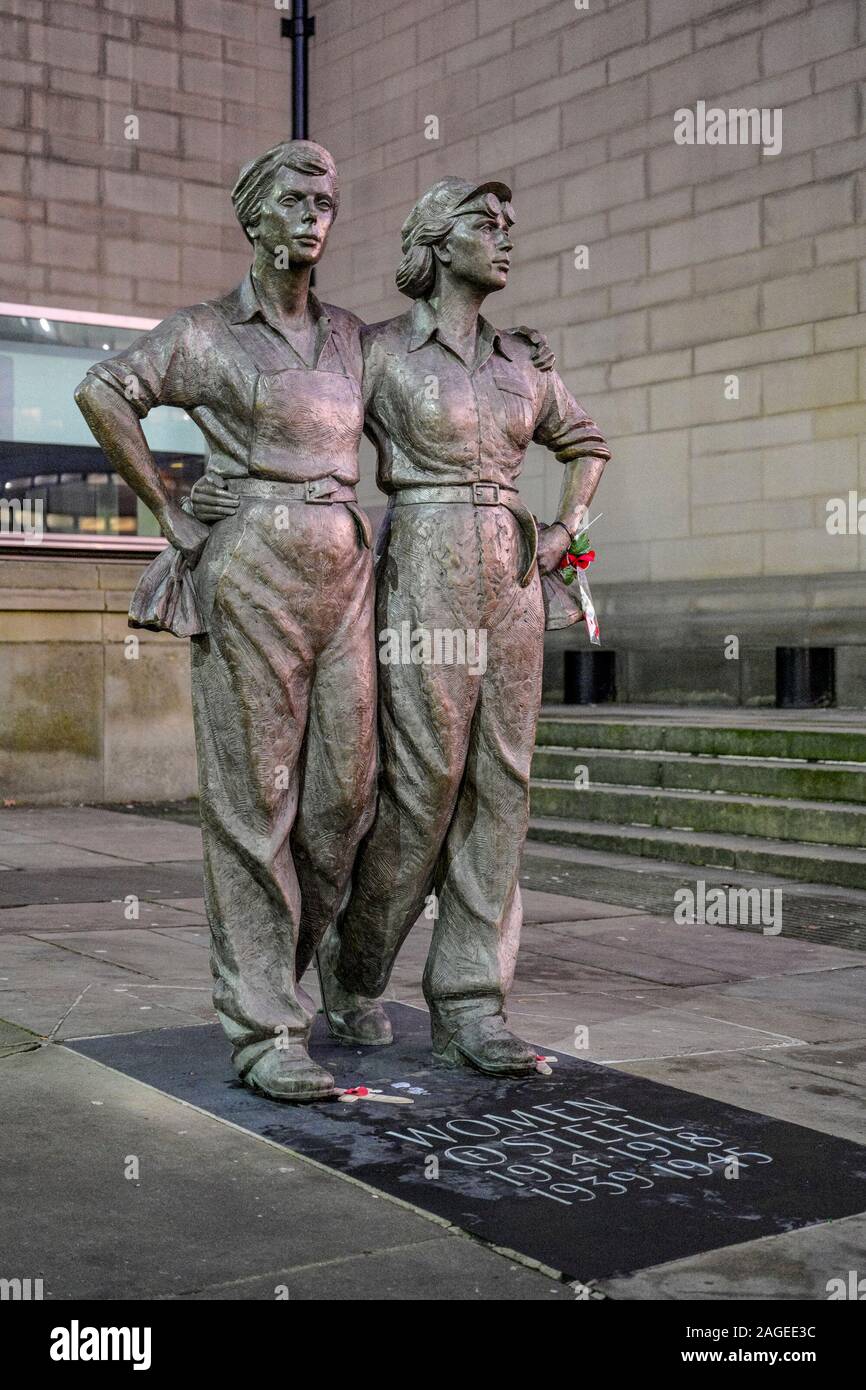 Statues In Sheffield Women of Steel statue, sculpture, Sheffield, Yorkshire, England, UK ...