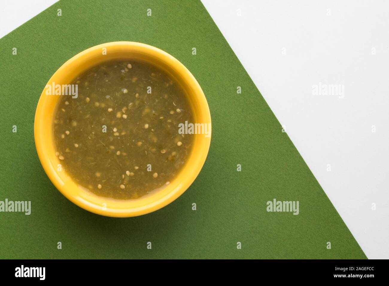 Salsa Verde in a Bowl Stock Photo