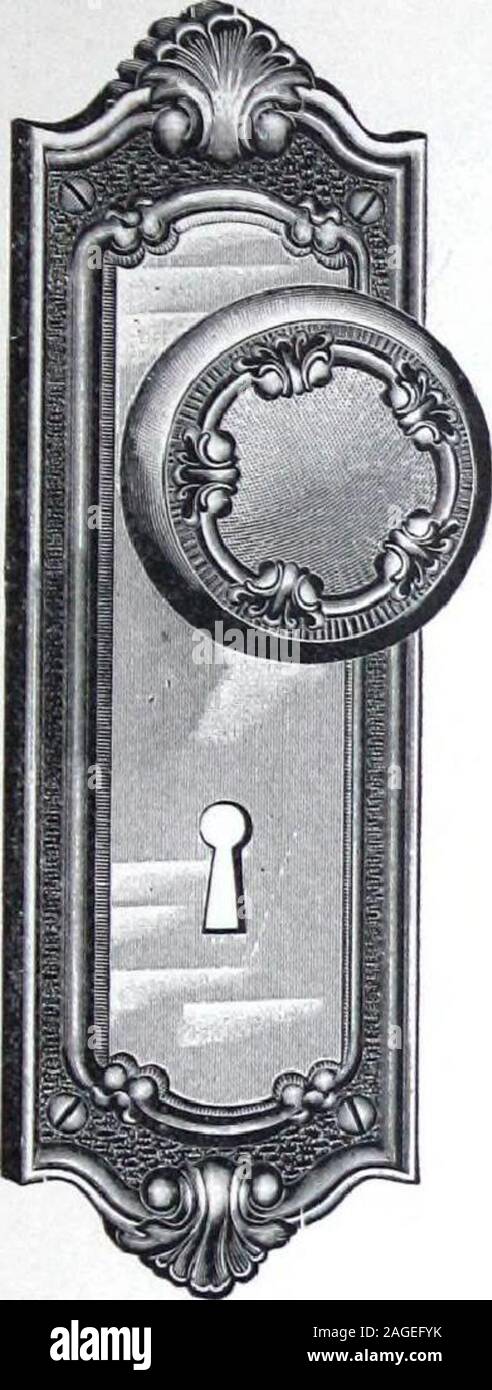 Illustrated Catalogue Of Locks And Builders Hardware The Springer Lock Manufacturinc Company Limited 195 Cambridge Design Cast Metal Escutcheons Centre Panel Polished Knobs No 4900 Design Has Two Piece Knobs