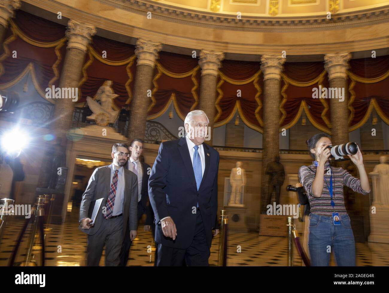 Washington, United States. 18th Dec, 2019. U.S. Representative Steny Hoyer (D-MD walks to the house floor on Capitol Hill in Washington, DC on Wednesday, December 18, 2019. The House voted on articles of impeachment against President Donald Trump today. Photo by Tasos Katopodis/UPI Credit: UPI/Alamy Live News Stock Photo