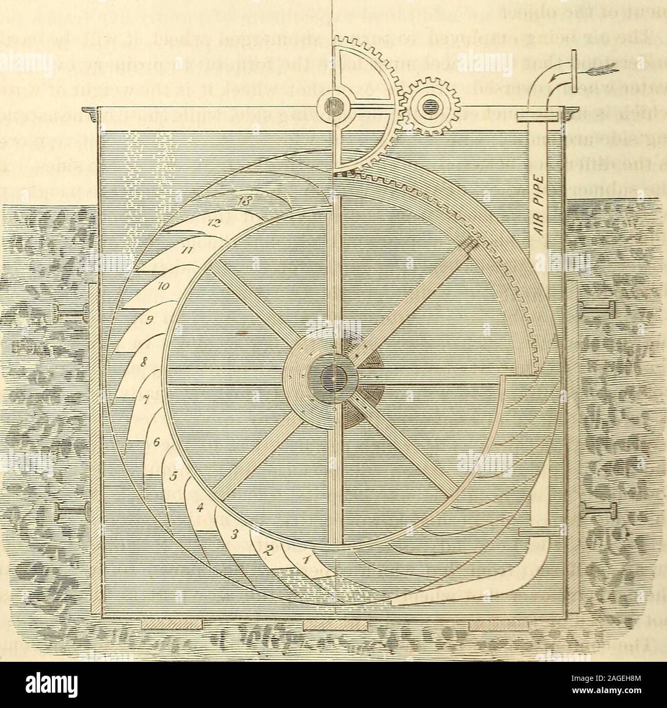 . Machinery and processes of the industrial arts, and apparatus of the exact sciences. n the other hand, supposing that the prime mover is of the forceof two hundred horse-power, and that it is required to know what is theextreme distance at which this motor can deliver a force of one hundred,he linds that this maximum distance would be only 1,545 metres, orless than a mile, (a mile being 1,608 metres.) The comparison between the two modes of transmission leaves, ofcourse, no place at all to the second. But a comparison so presented isa tacit assumption that in the practical solution of this i Stock Photo