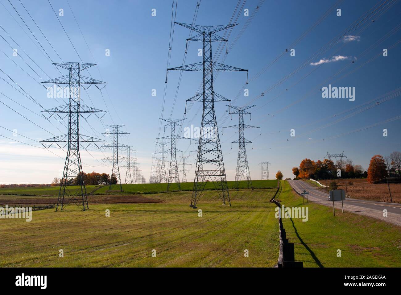 tower of electrical high voltage power on blue sky Stock Photo - Alamy