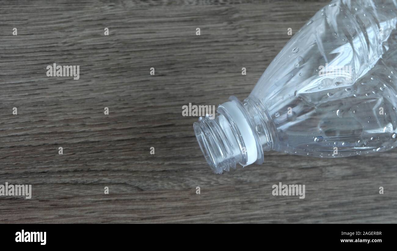Closeup of the mouth of a clear plastic bottle, without the cap Stock