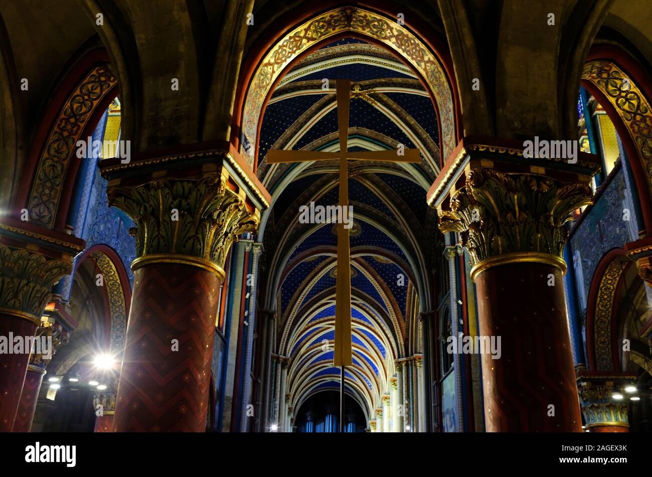 Interior view of recently restored Church of Saint-Germain-des-Pres in ...