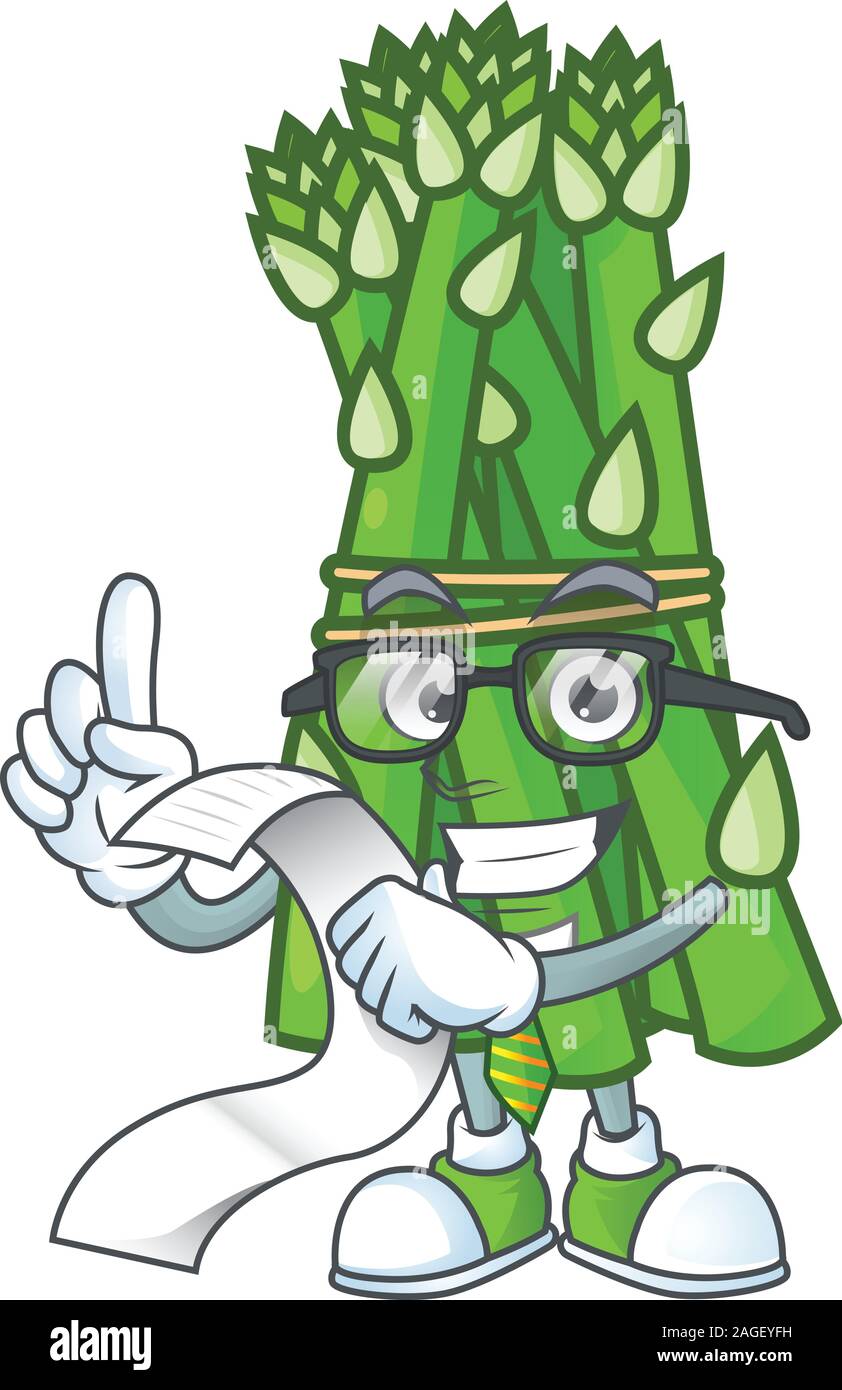 Funny face asparagus cartoon with menu ready to serve Stock Vector