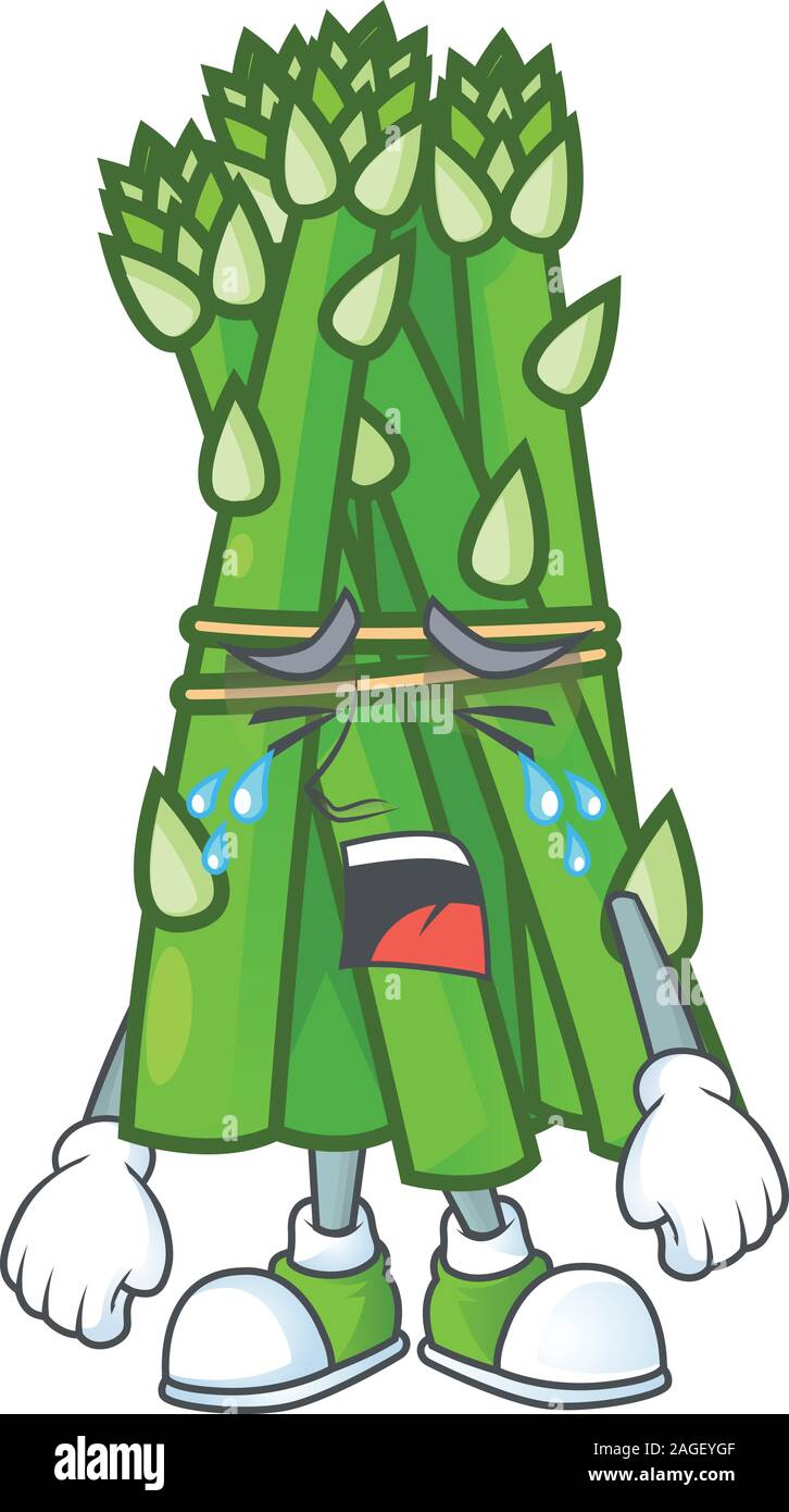 Sad Crying Gesture Asparagus Cartoon Character Style Stock Vector Image Art Alamy