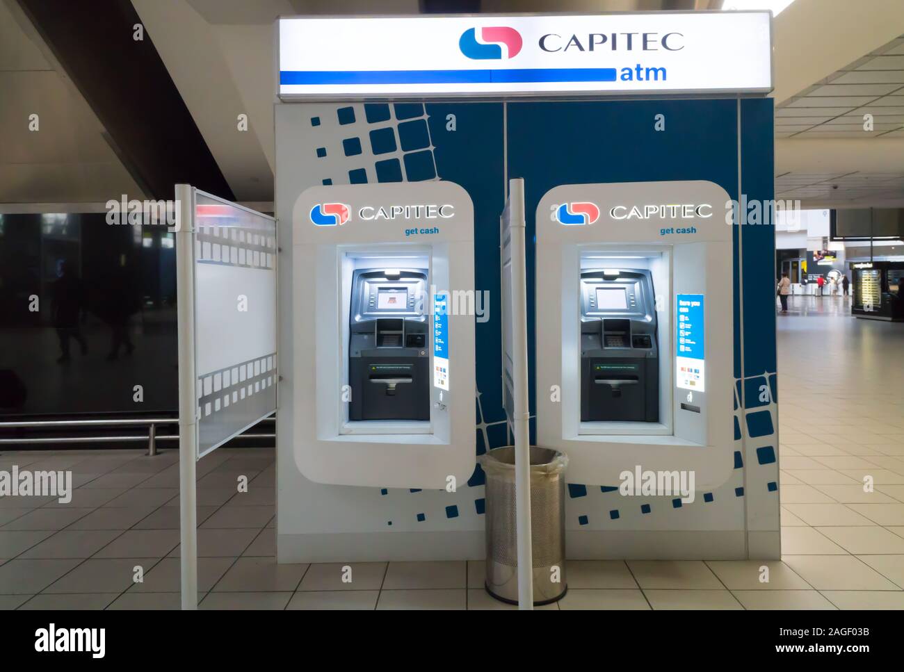 Capitec bank ATM at O R Tambo airport, Johannesburg, South Africa concept banking in Africa Stock Photo