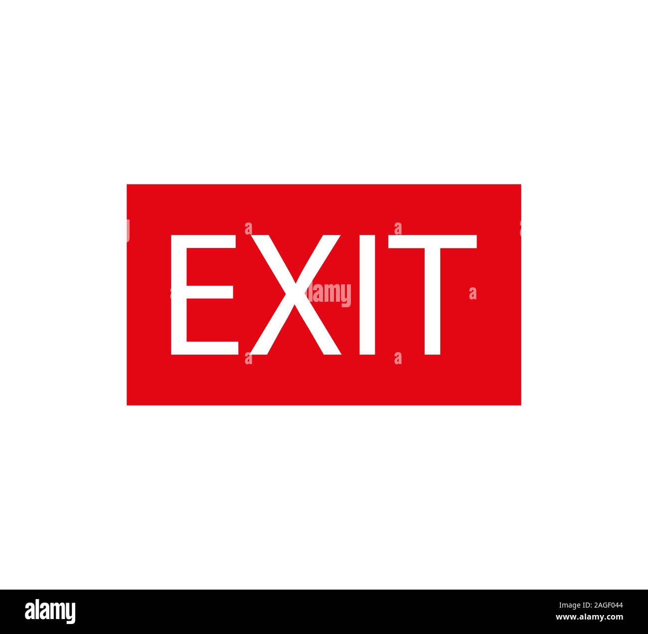 Red exit sign. Vector illustration, flat design. Stock Vector