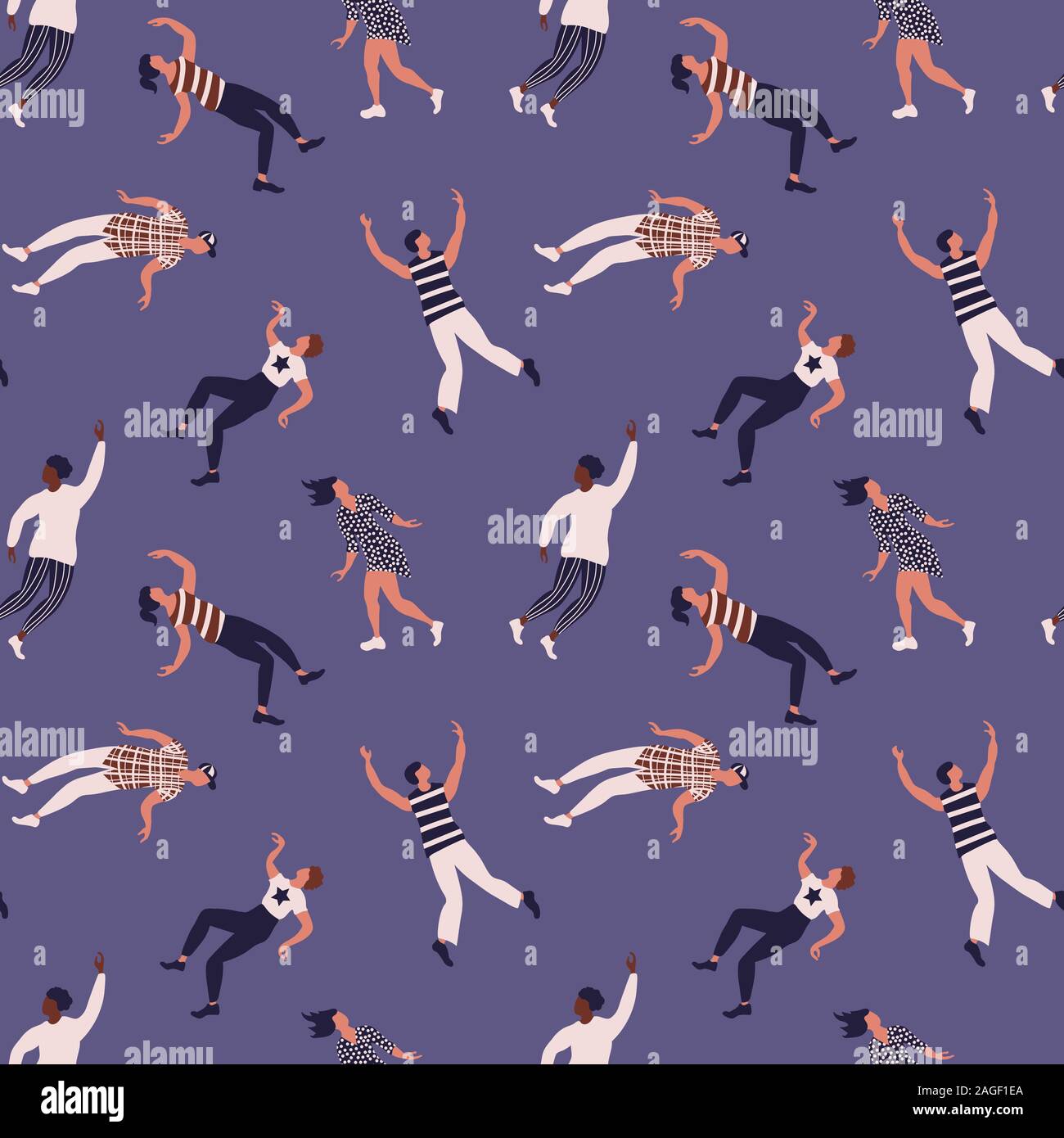 Seamless pattern with international dancing poses silhouettes ...