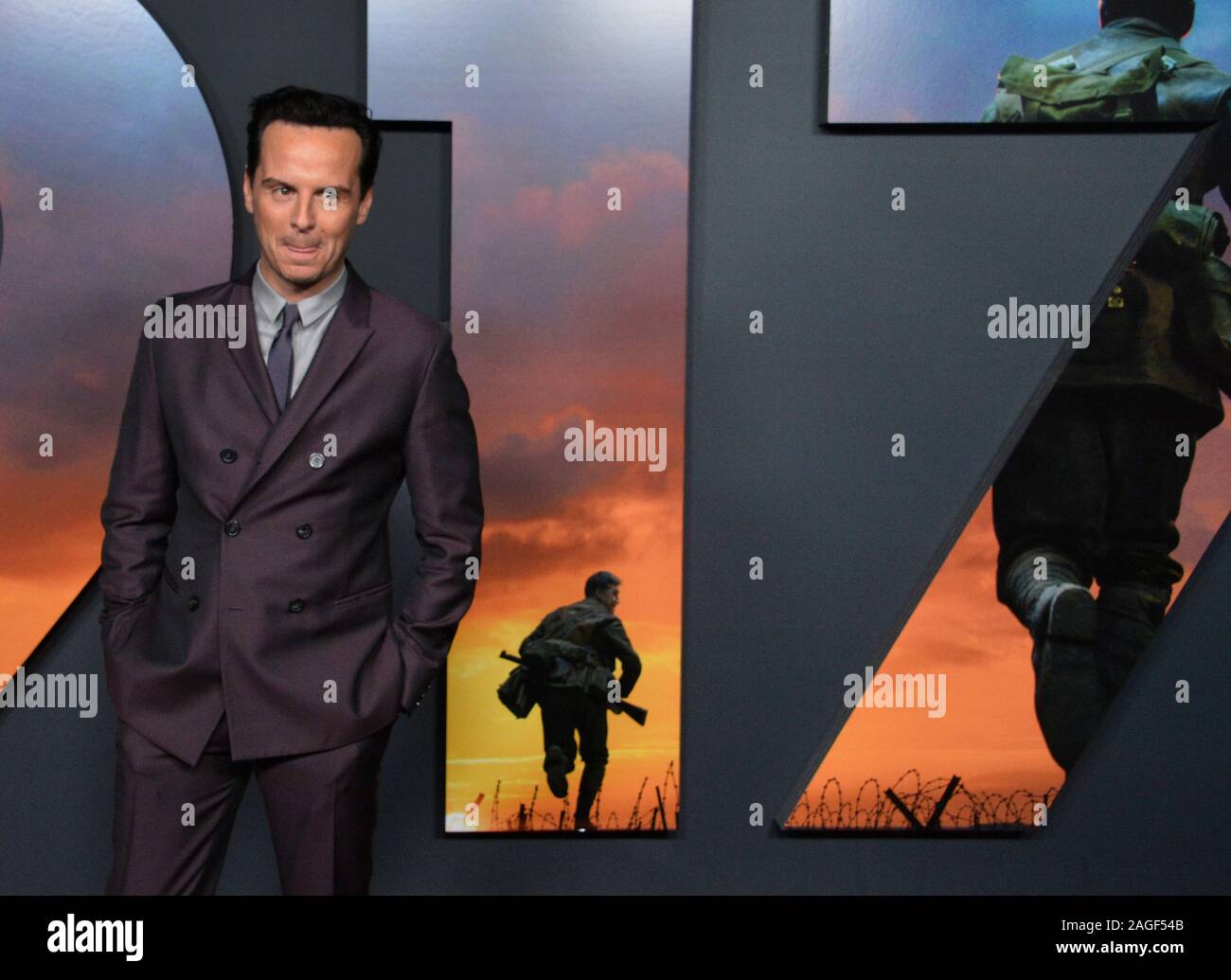 Los Angeles, United States. 18th Dec, 2019. Cast member Andrew Scott attends the premiere of the motion picture war drama '1917' at the TCL Chinese Theatre in the Hollywood section of Los Angeles on Wednesday, December 18, 2019. Storyline: Two young British privates during the First World War are given an impossible mission: deliver a message deep in enemy territory that will stop 1,600 men, and one of the soldier's brothers, from walking straight into a deadly trap. Photo by Jim Ruymen/UPI Credit: UPI/Alamy Live News Stock Photo