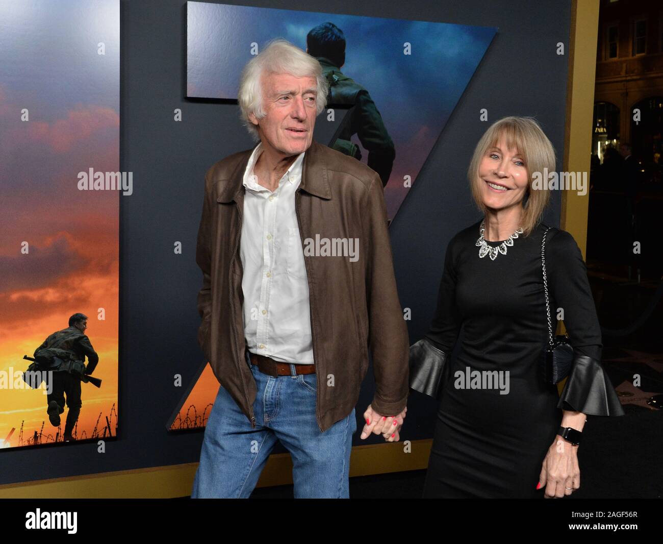 Los Angeles, United States. 18th Dec, 2019. English cinematographer Roger Deakins and his wife Isabella James Purefoy Ellis attend the premiere of the motion picture war drama '1917' at the TCL Chinese Theatre in the Hollywood section of Los Angeles on Wednesday, December 18, 2019. Storyline: Two young British privates during the First World War are given an impossible mission: deliver a message deep in enemy territory that will stop 1,600 men, and one of the soldier's brothers, from walking straight into a deadly trap. Photo by Jim Ruymen/UPI Credit: UPI/Alamy Live News Stock Photo