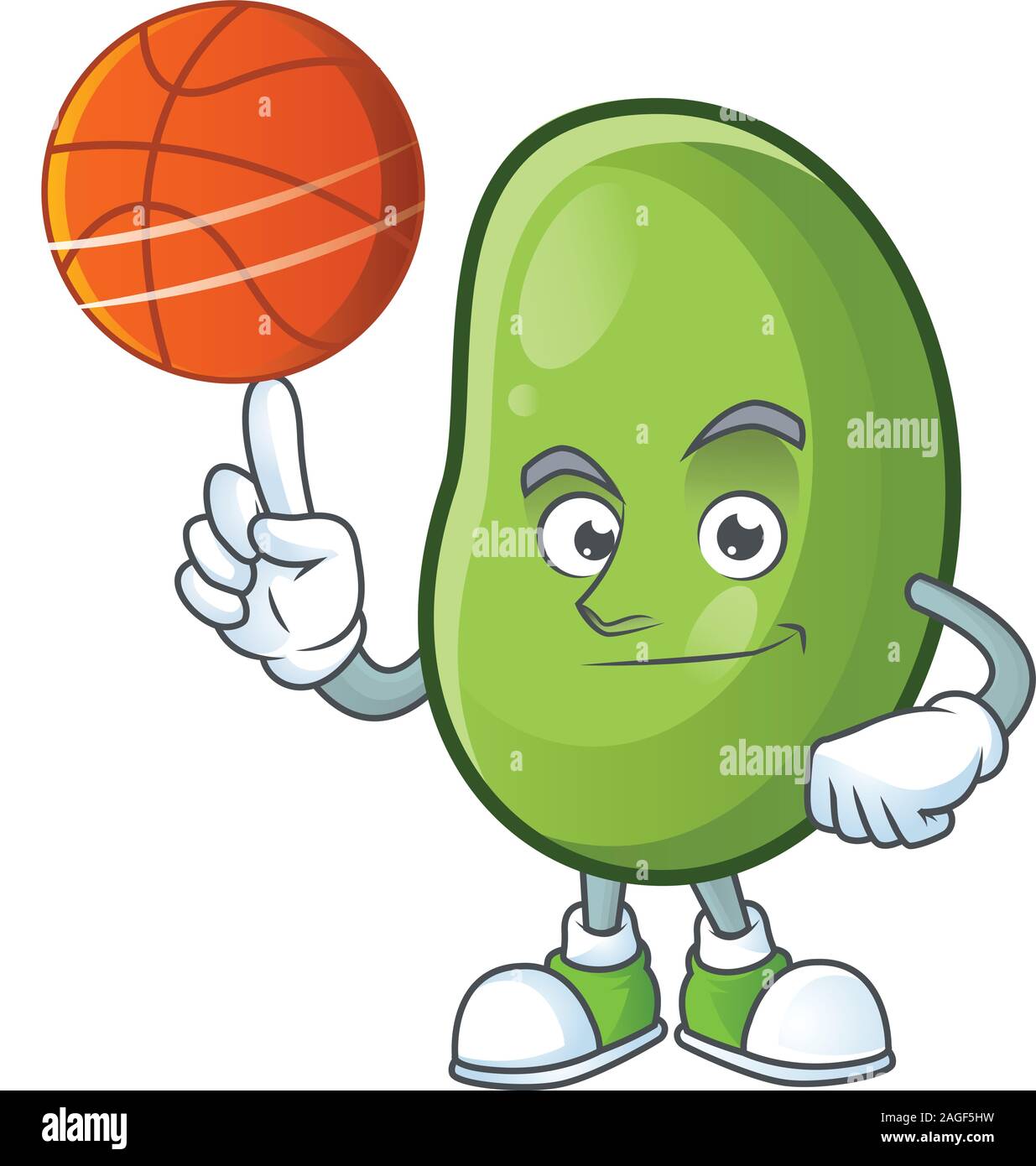 Happy face green beans cartoon character playing basketball Stock Vector  Image & Art - Alamy
