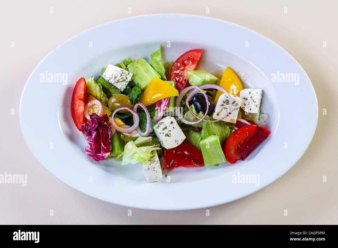 Traditional Greek salad with spices Stock Photo Alamy