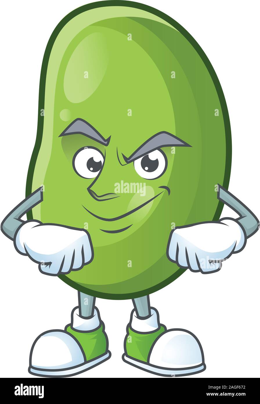 Green beans mascot cartoon character style with Smirking face Stock