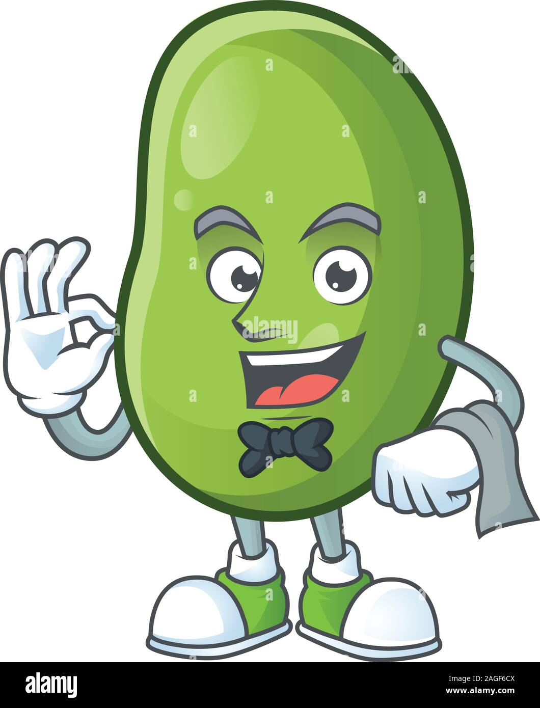 Green beans cartoon character as a Waiter look Stock Vector Image & Art -  Alamy