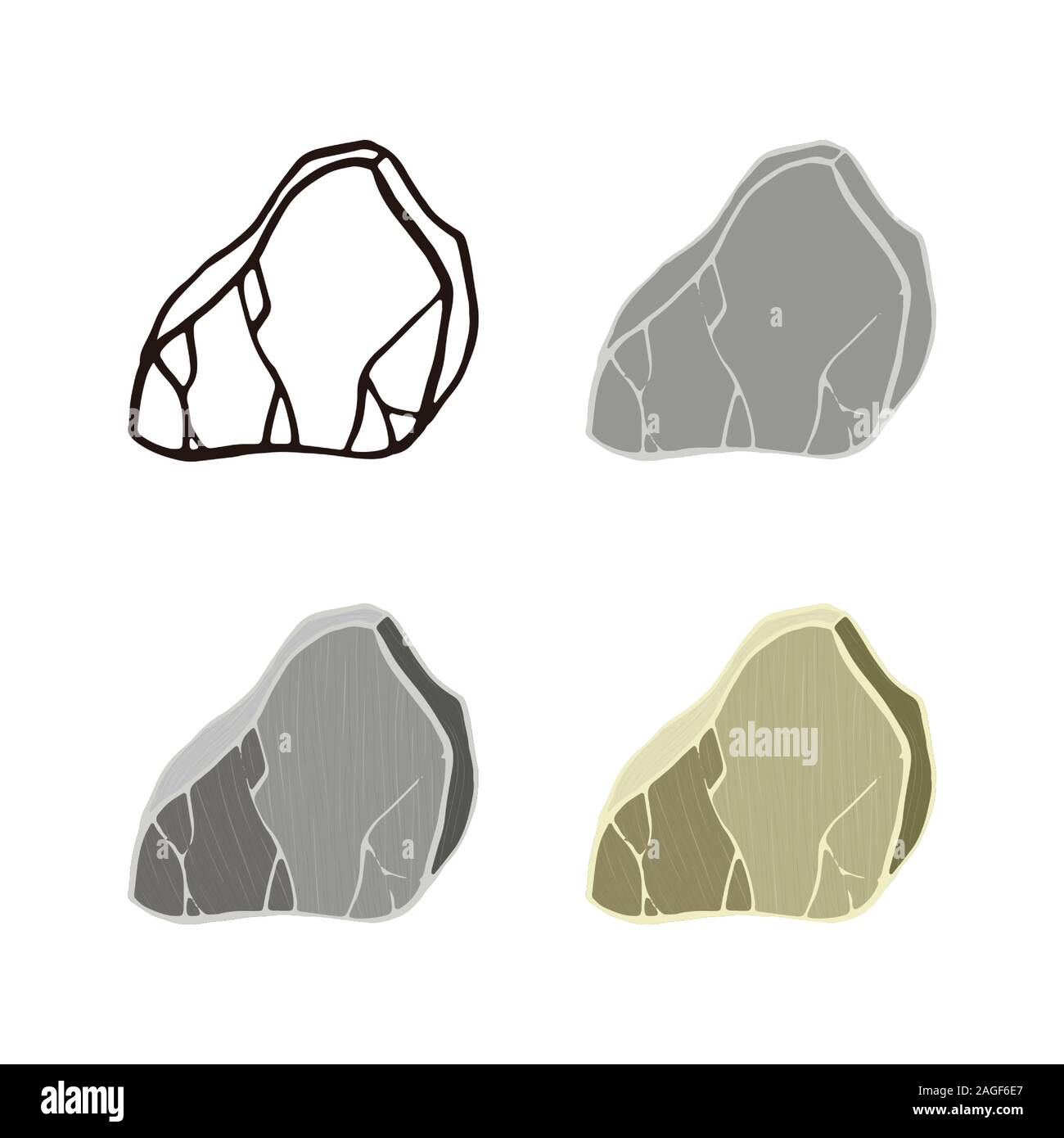Marble stone set. Outline sketch, flat style and realistic. Vector