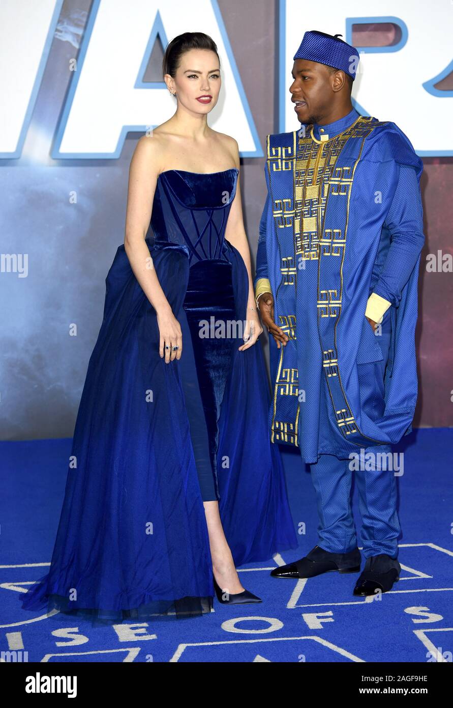 Photo Must Be Credited ©Alpha Press 079965 18/12/2019 Daisy Ridley and John Boyega at the Star Wars The Rise of Skywalker European Movie Premiere held at Vue Leicester Square in London. Stock Photo